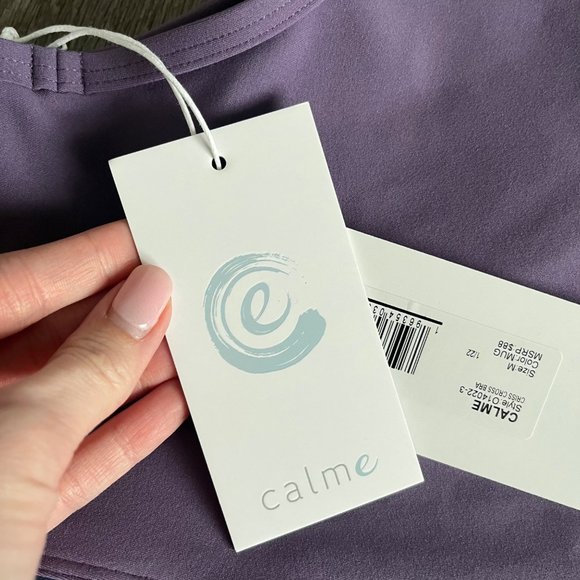 Johnny Was Calme Criss Cross Purple High Neck Activewear Sports Bra Medium M - Picture 6 of 9